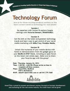 Real Estate Technology Forum Medford January 2012