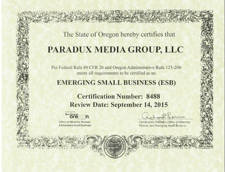 Oregon Emerging Small Business certification